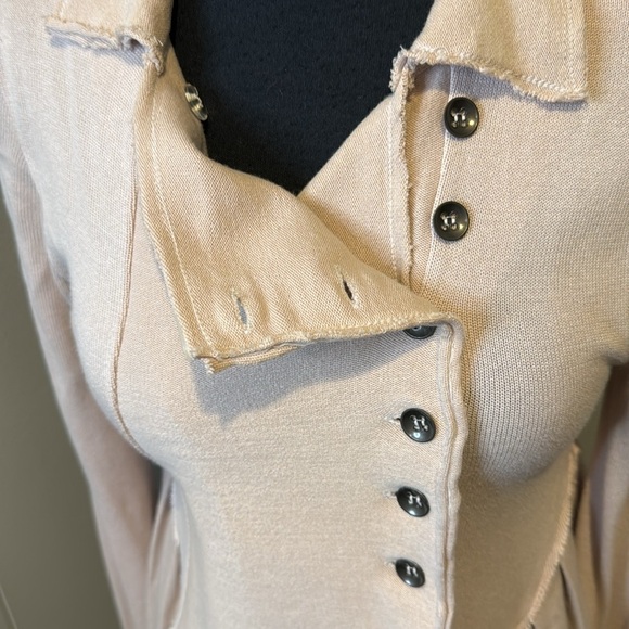 Free People Women’s Extra Small distressed double breasted jacket cream blush - Picture 2 of 8